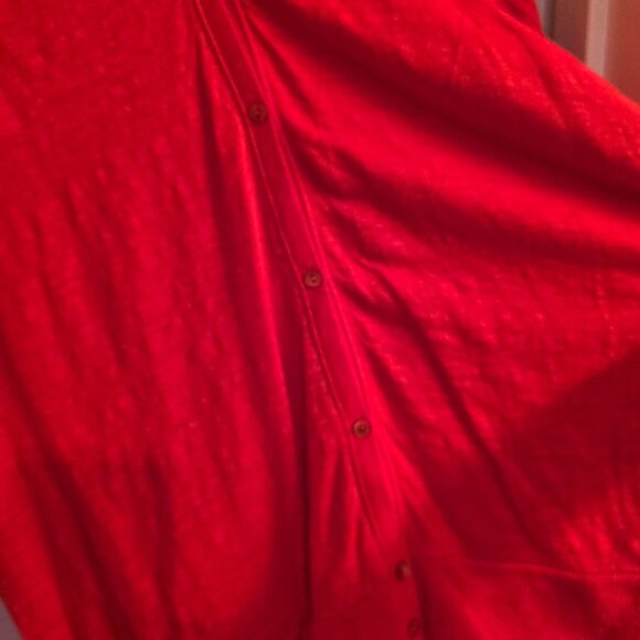 Eileen Fisher Firefly Orange 100% Linen Jersey Hoodie Lightweight Cardigan Sweat - Picture 6 of 7